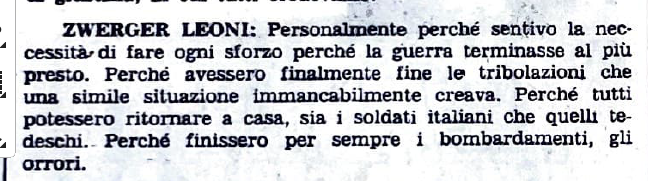 Perché vi siete unite alla resistenza? Risponde Zwerger Leoni
