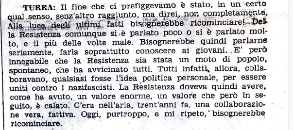 Cosa rimane della Resistenza oggi? Risponde Turra