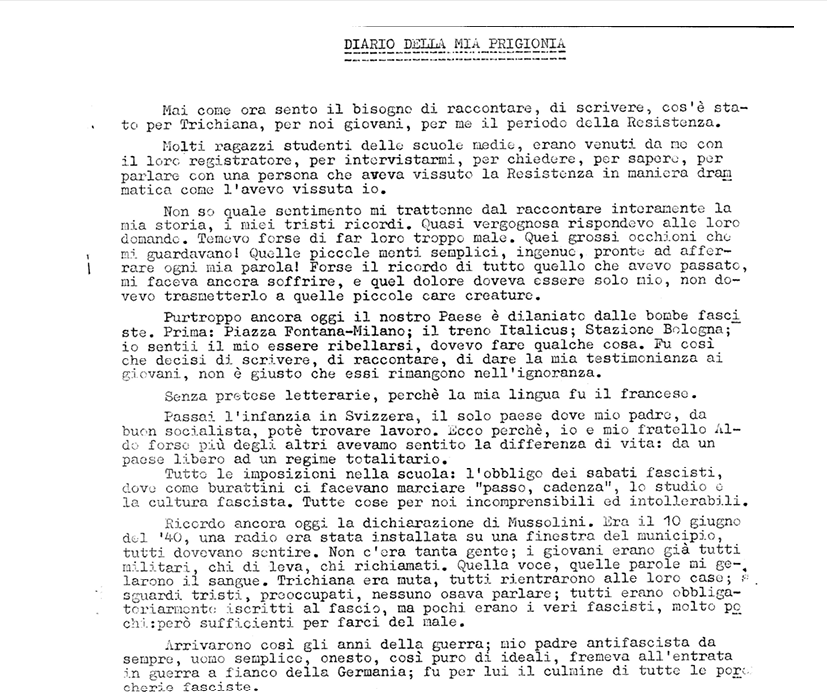 Tea Palman, Racconto sulla mia deportazione, prima pagina