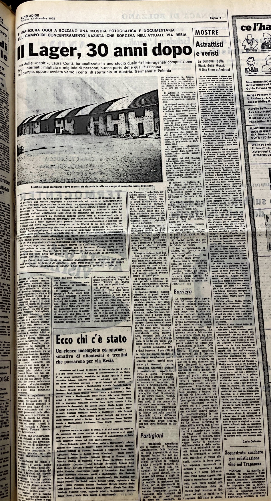 Il lager, 30 anni dopo, “Alto Adige”, 13 dicembre 1975, p. 3.